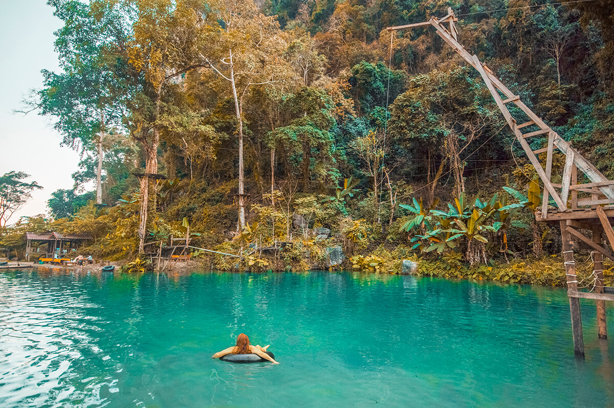 backpacking southeast asia - laos clear water woman